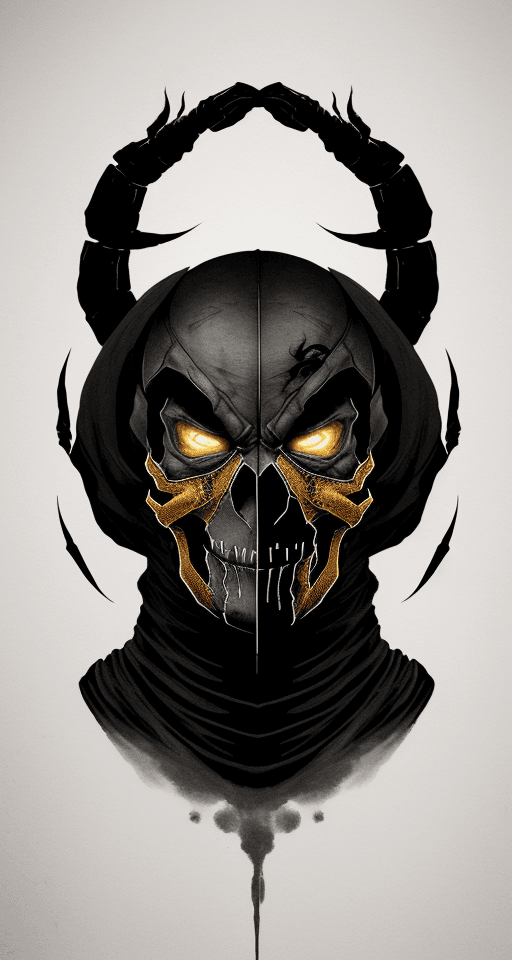 AI generated: DreamShaper prompt: Scorpion from Mortal Kombat, skull face, warm whit... (DreamShaper - DreamShaper)