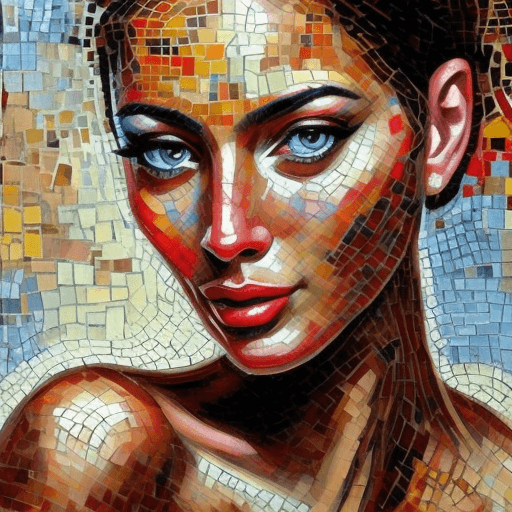 AI generated: Openjourney prompt: a close up of face of woman in mosaic style, in th... (Openjourney - Openjourney)