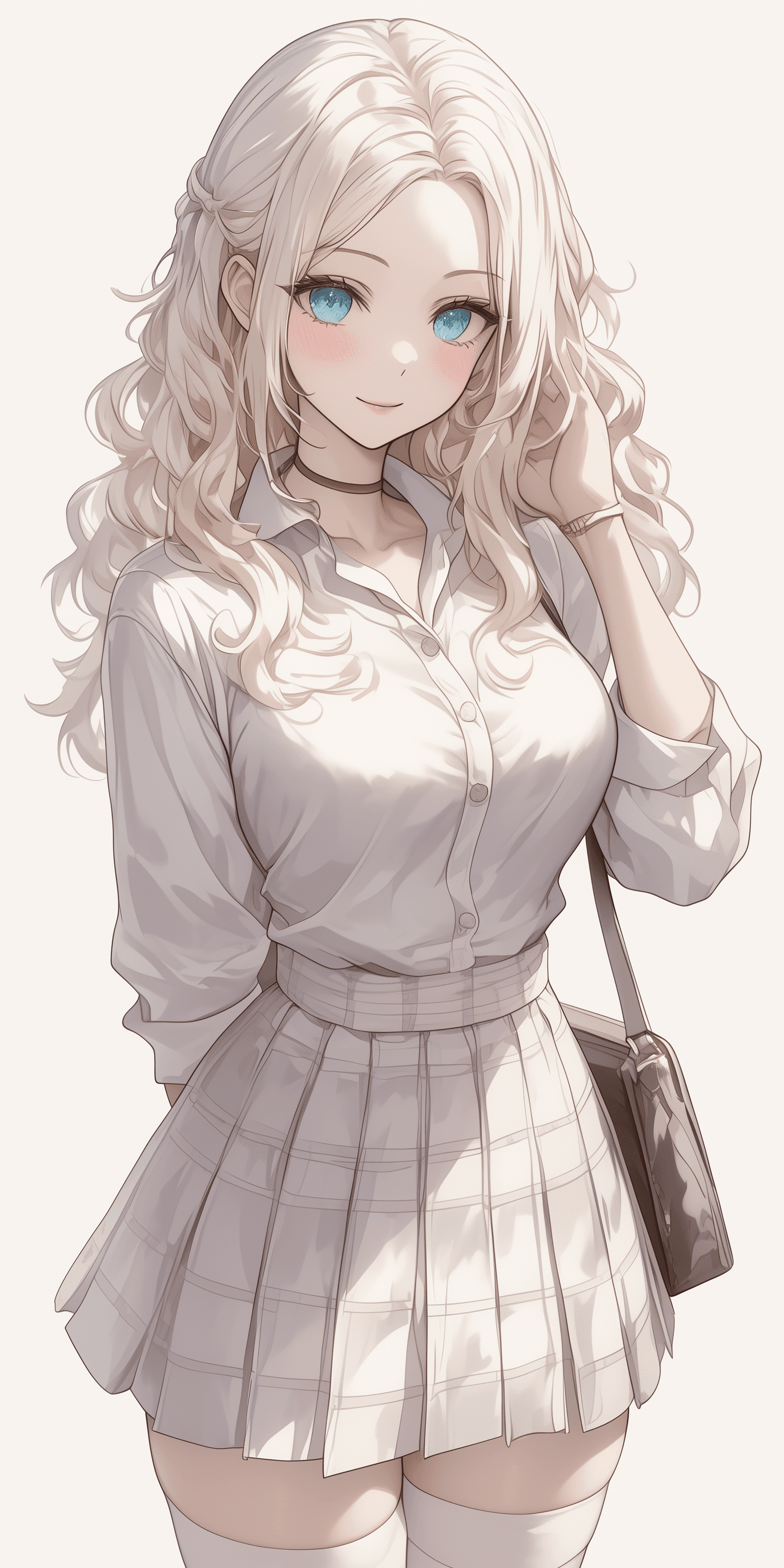 AI generated: Midjourney prompt: beautiful girl in white school uniform, manhwa sty... (Midjourney - Anime)