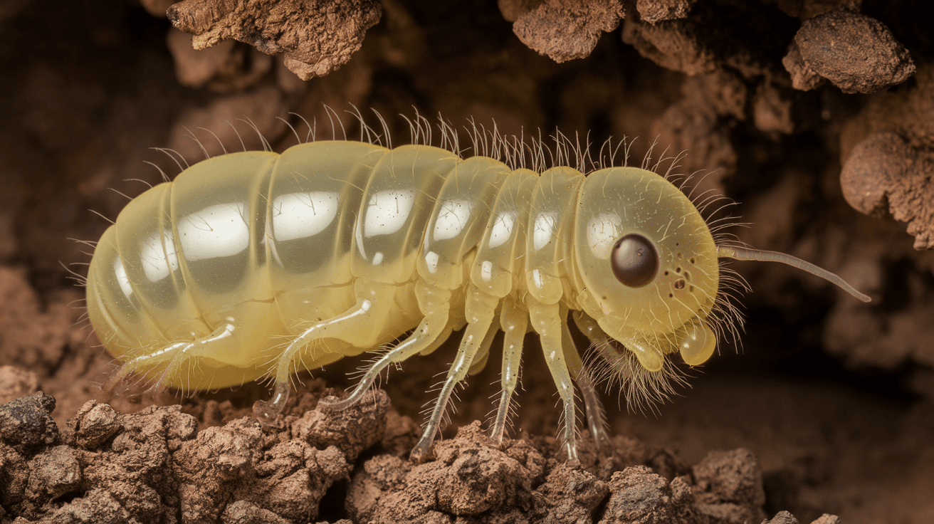صورة مولدة بالذكاء الاصطناعي: Ideogram prompt: A rare species of parasitic fly larva that mimics ... (نموذج Ideogram - Ideogram)