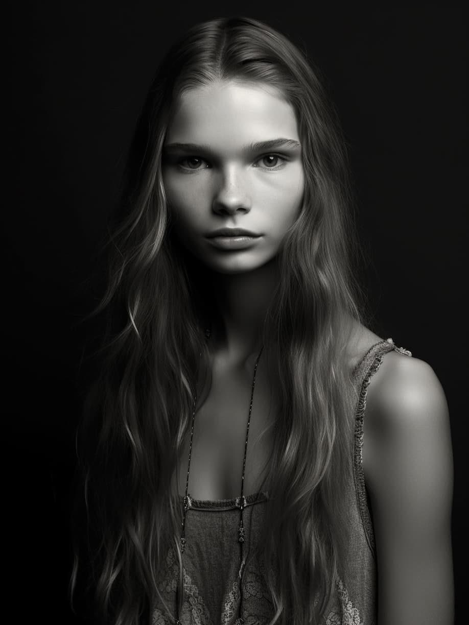 صورة مولدة بالذكاء الاصطناعي: Midjourney prompt: Thinspo model --q 2 --v 5 --ar 3:4 (نموذج Midjourney - أزياء وموضة)