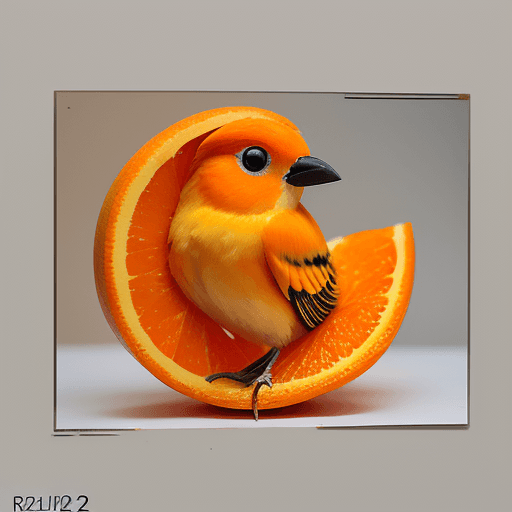 AI generated: DreamShaper prompt: a little bird made of a fresh orange that has been... (DreamShaper - Anime)