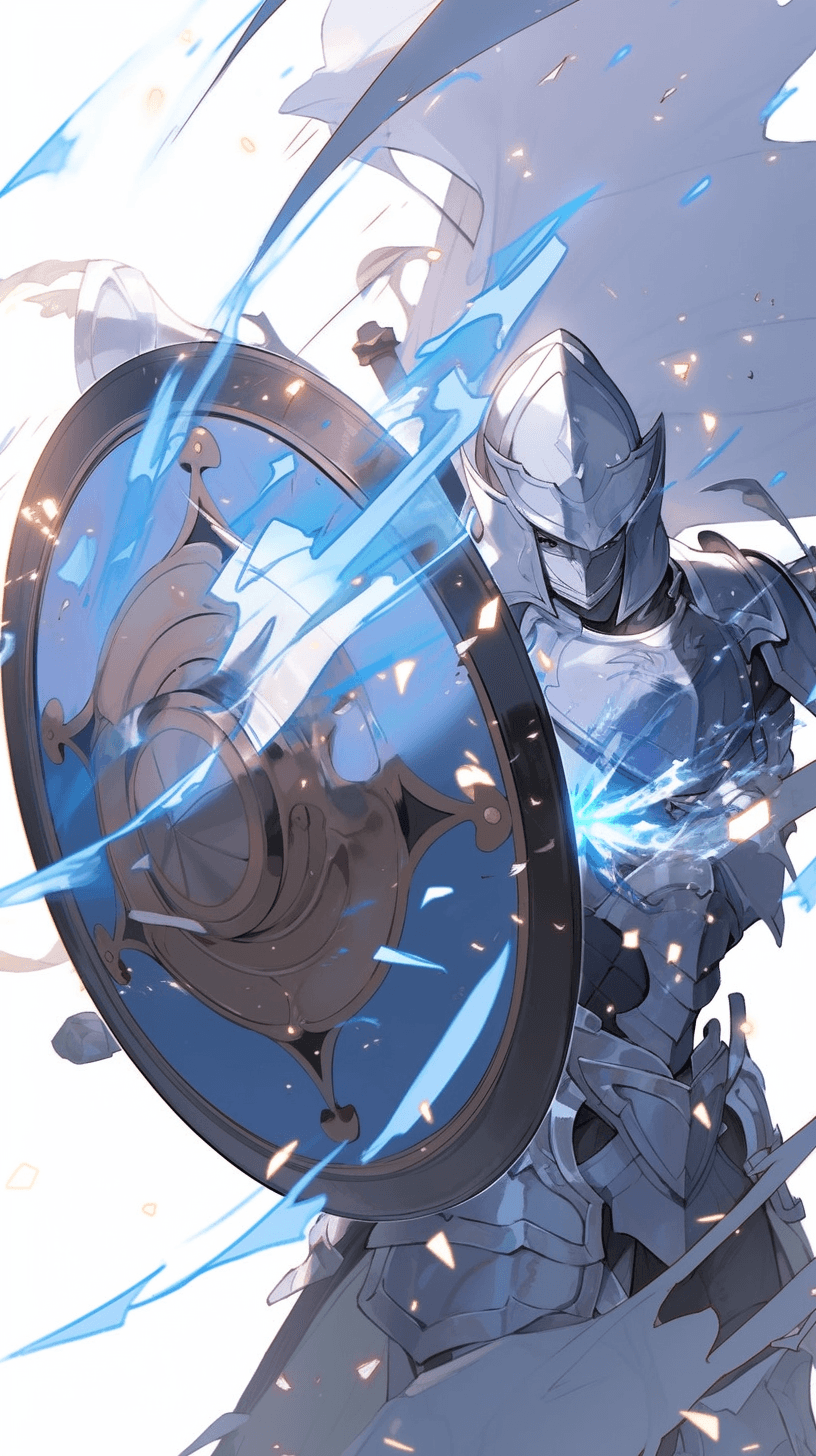 AI generated: Midjourney prompt: Anime SAO. shield warrior of the brave party. A ma... (Midjourney - Anime)