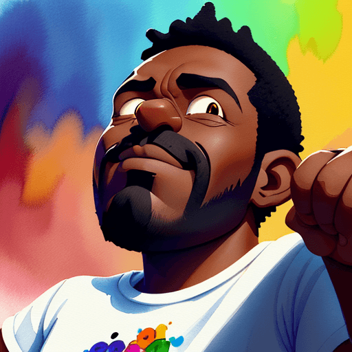 صورة مولدة بالذكاء الاصطناعي: DreamShaper prompt: Low angle shot looking up at a dark skinned man kn... (نموذج DreamShaper - DreamShaper)