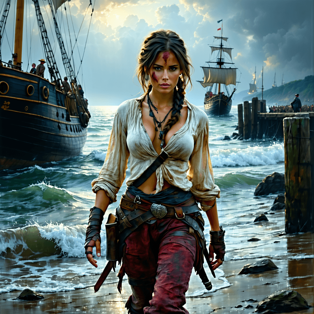 صورة مولدة بالذكاء الاصطناعي: Stable Diffusion prompt: oil painting, A resilient pirate captain, with wea... (نموذج Stable Diffusion - Stable Diffusion)