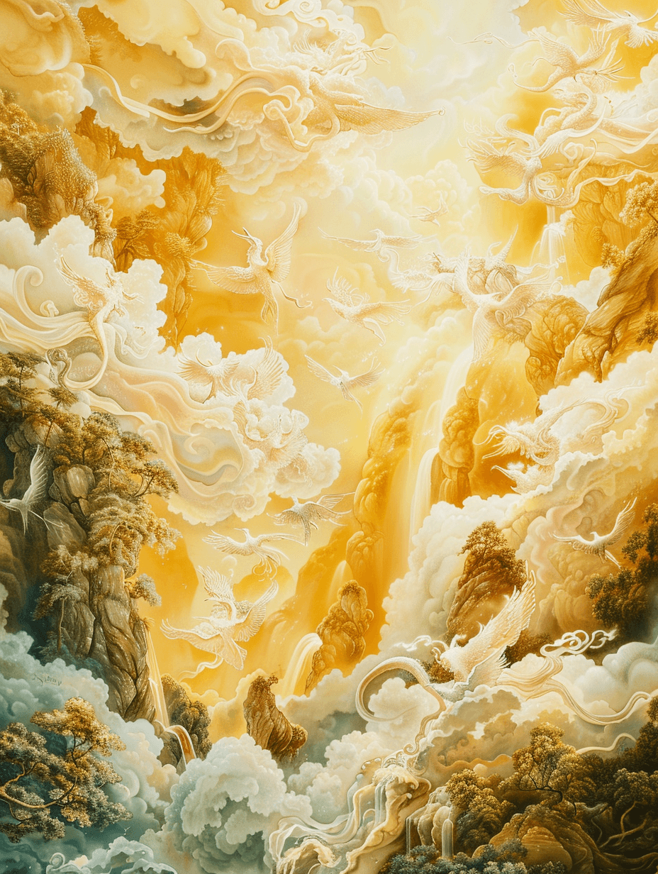 صورة مولدة بالذكاء الاصطناعي: Chinese murals (نموذج Midjourney - Architecture)