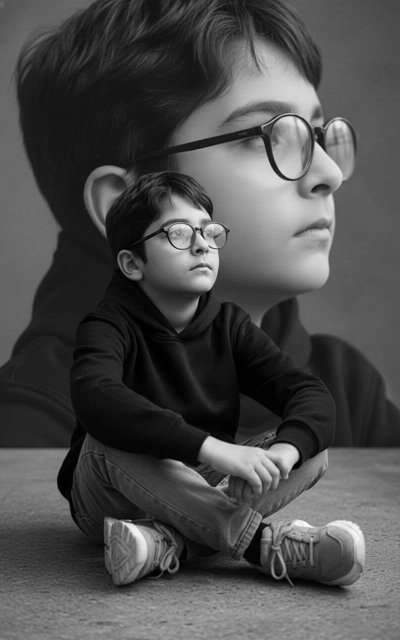 صورة مولدة بالذكاء الاصطناعي: Nano Banana prompt: Create an artistic portrait of a handsome 7-year-o... (نموذج Nano Banana - Nano Banana)