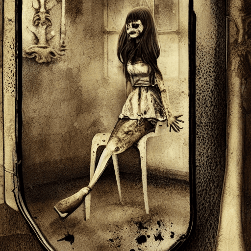 AI generated: Stable Diffusion prompt: A female doll ((with broken doll skin1:1)) looking... (Stable Diffusion - Stable Diffusion)