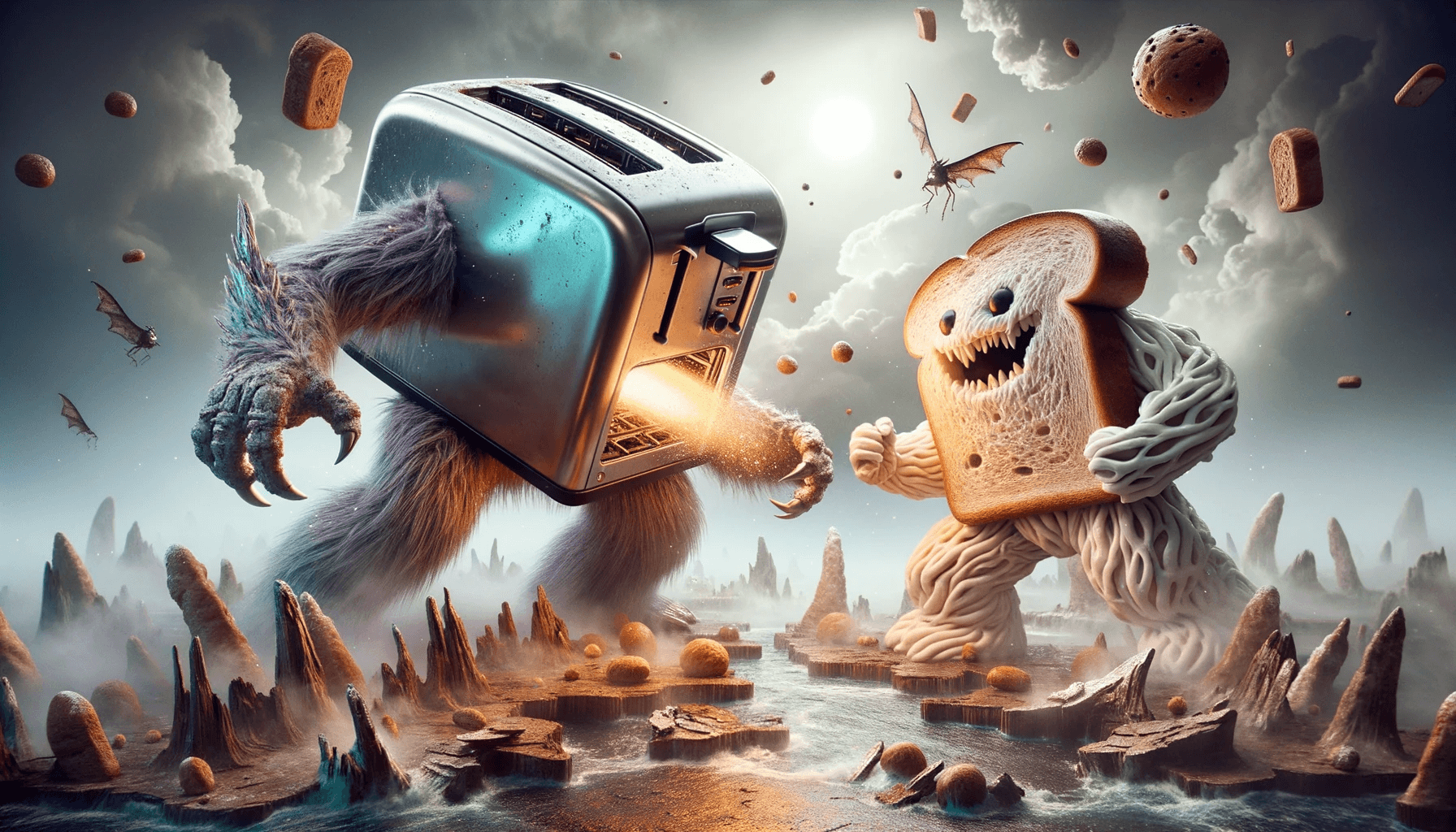 صورة مولدة بالذكاء الاصطناعي: DALL·E prompt: Fantasy-based realistic scene where the toaster mo... (نموذج DALL·E - Concept Art)