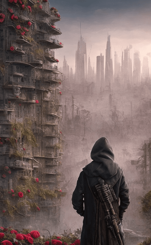 AI generated: Openjourney prompt: post-apocalyptic panoramic cityscape with a dark h... (Openjourney - Openjourney)