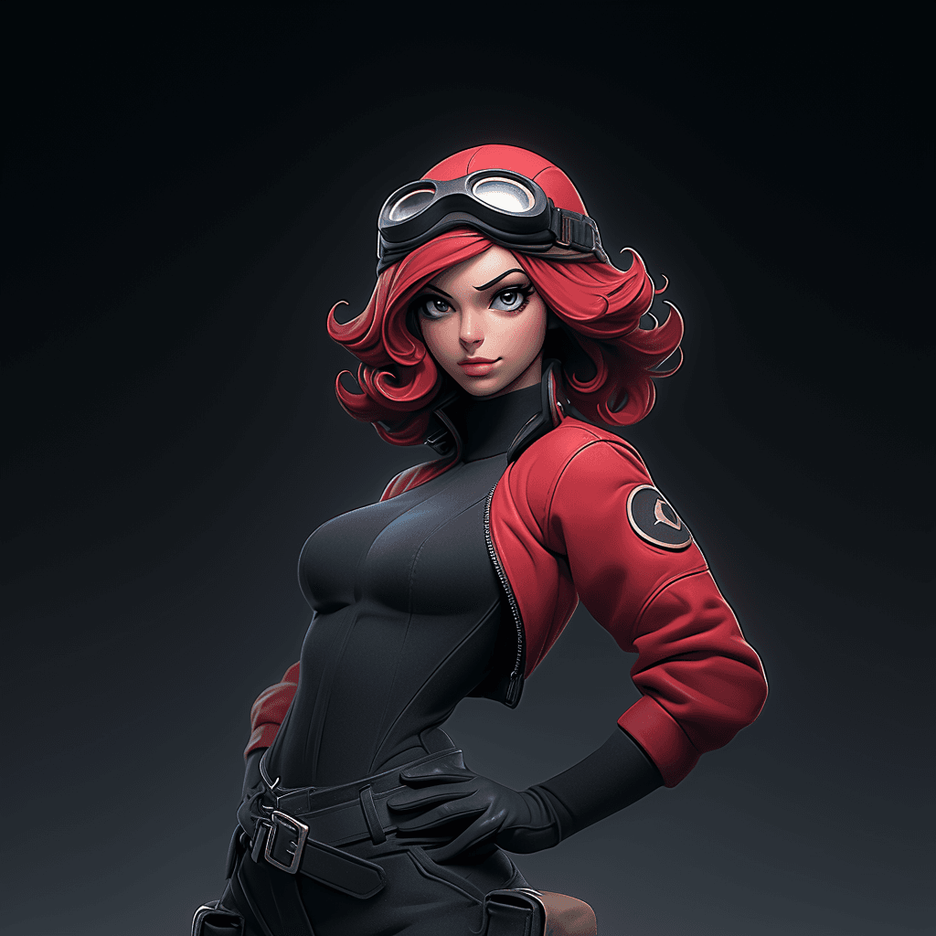 صورة مولدة بالذكاء الاصطناعي: REDHEAD IN A BLACK MILITARY SUIT (نموذج Midjourney - 3d Renders)