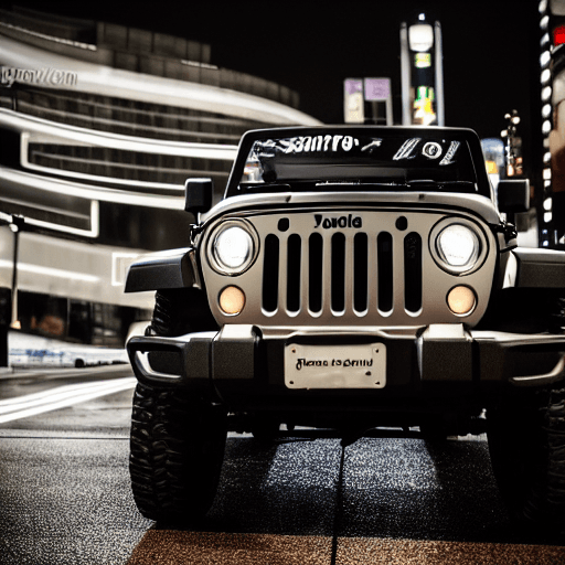 AI generated: Stable Diffusion prompt: a detail of photorealistic. front Jeep Wrangler Wi... (Stable Diffusion - Stable Diffusion)