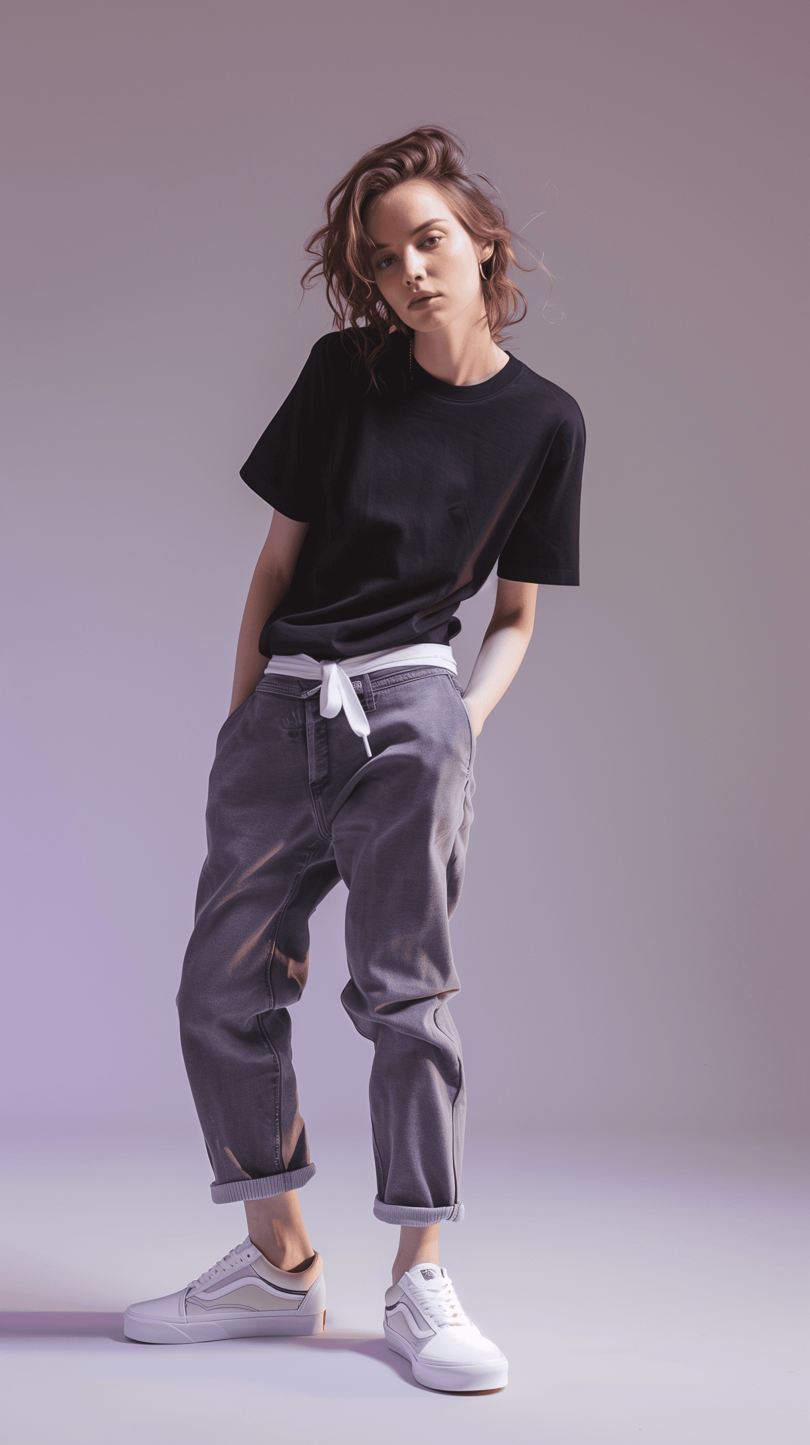 AI generated: Midjourney prompt: fashion photograph of a model posing in a minimali... (Midjourney - Fashion)