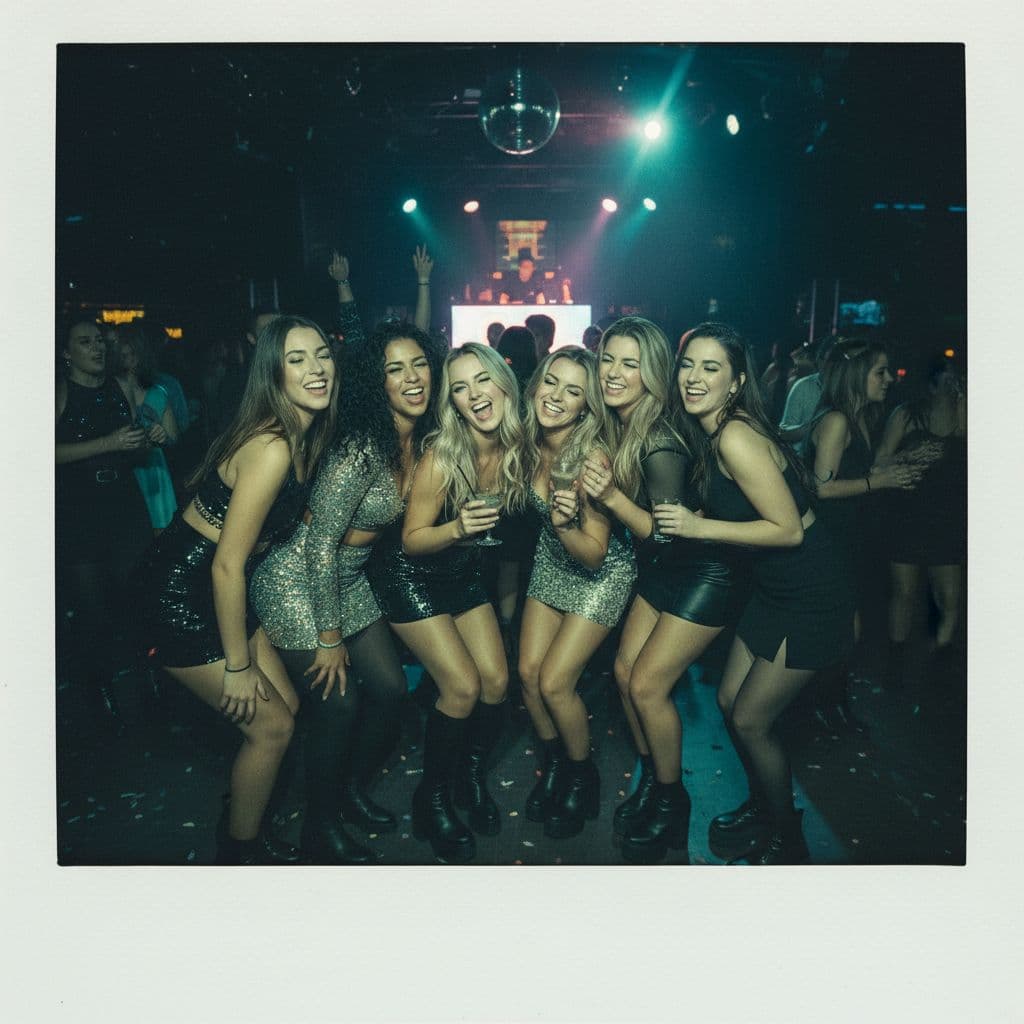 صورة مولدة بالذكاء الاصطناعي: Nano Banana prompt: Candid 35mm Polaroid of a group of gorgeous girls ... (نموذج Nano Banana - Nano Banana)