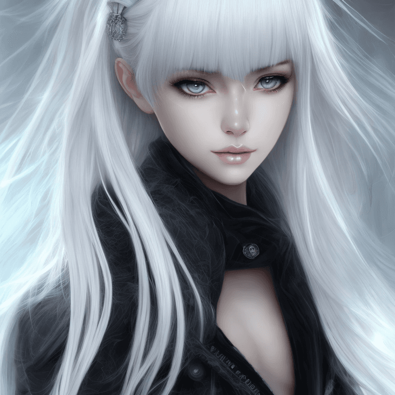 AI generated: Openjourney prompt: Single Beautyful young girl, white hair with long ... (Openjourney - Portraits)