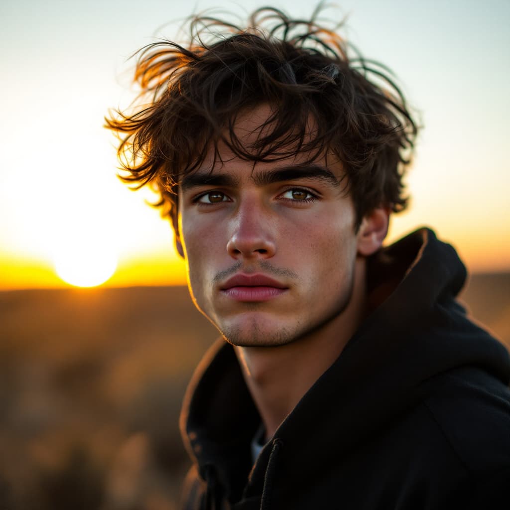 AI generated: FLUX prompt: A photo of an attractive young man with messy dark... (FLUX - FLUX)