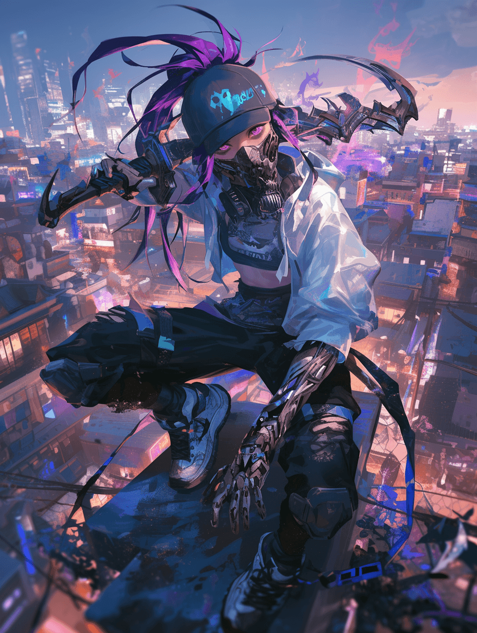 AI generated: Midjourney prompt: akali from league of legends, in the style of cybe... (Midjourney - Anime)