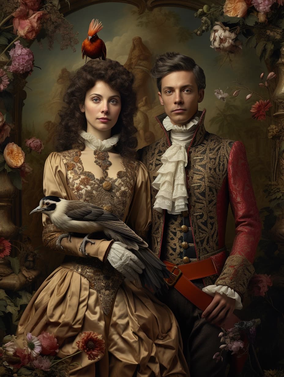 AI generated: Midjourney prompt: Award winning portraits of two people, in the styl... (Midjourney - Fashion)