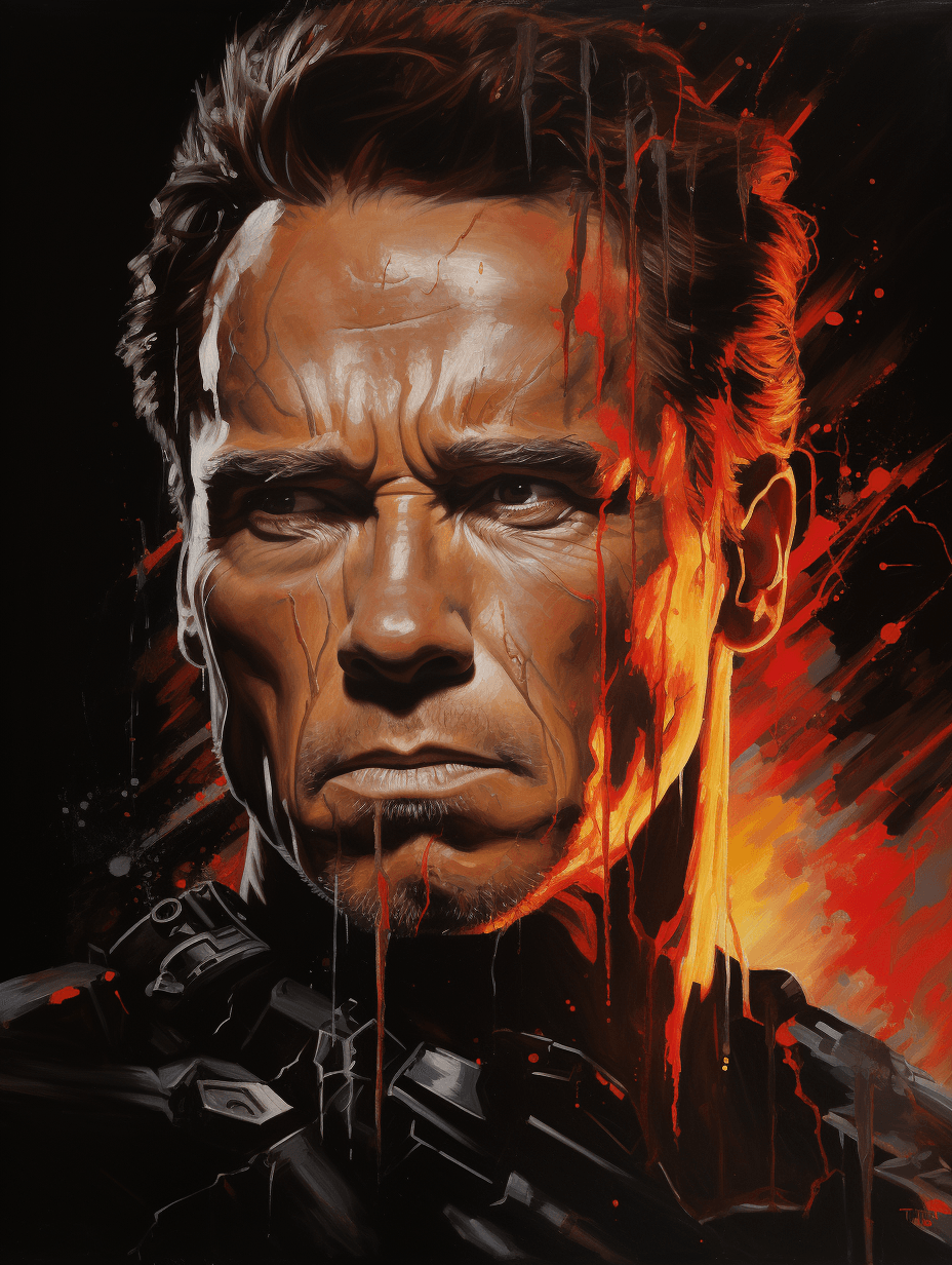 صورة مولدة بالذكاء الاصطناعي: Terminator painted (نموذج Midjourney - Portraits)