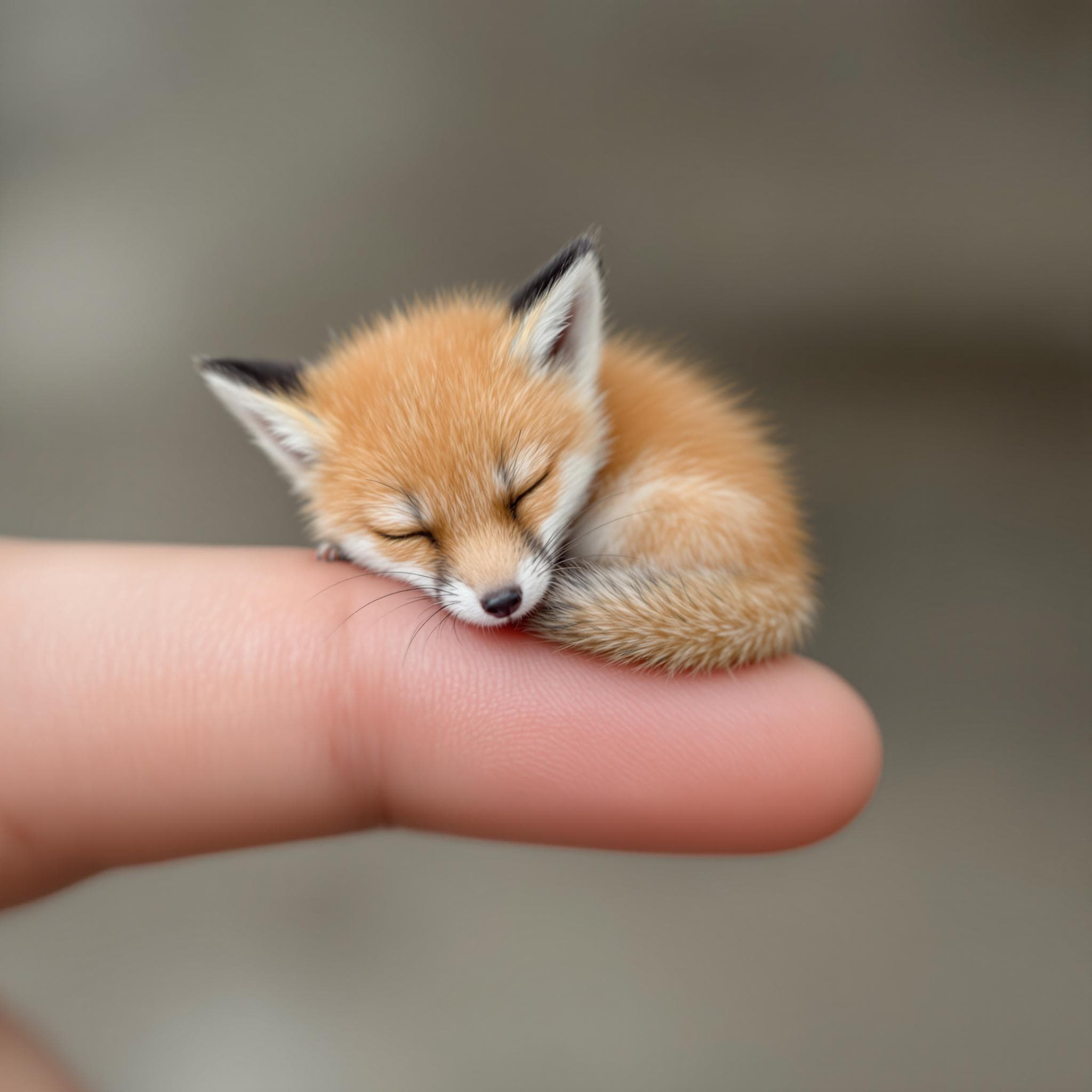AI generated: FLUX prompt: A miniature fox, the size of a pea, curled up and ... (FLUX - FLUX)