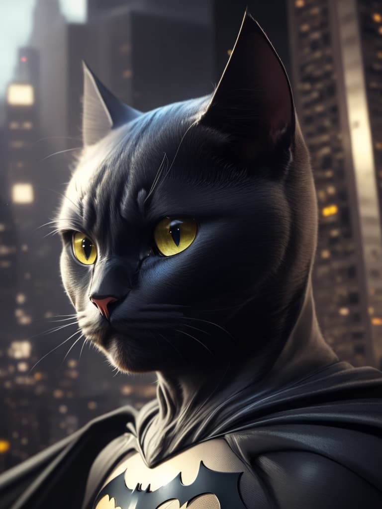 صورة مولدة بالذكاء الاصطناعي: Midjourney prompt: batman-cat, hyper detalic, cinematic, animation, 8 (نموذج Midjourney - Concept Art)