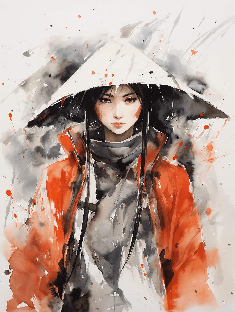 صورة مولدة بالذكاء الاصطناعي: Midjourney prompt: in style of Wu Guanzhong, character chart,a Chines... (نموذج Midjourney - Character Design)