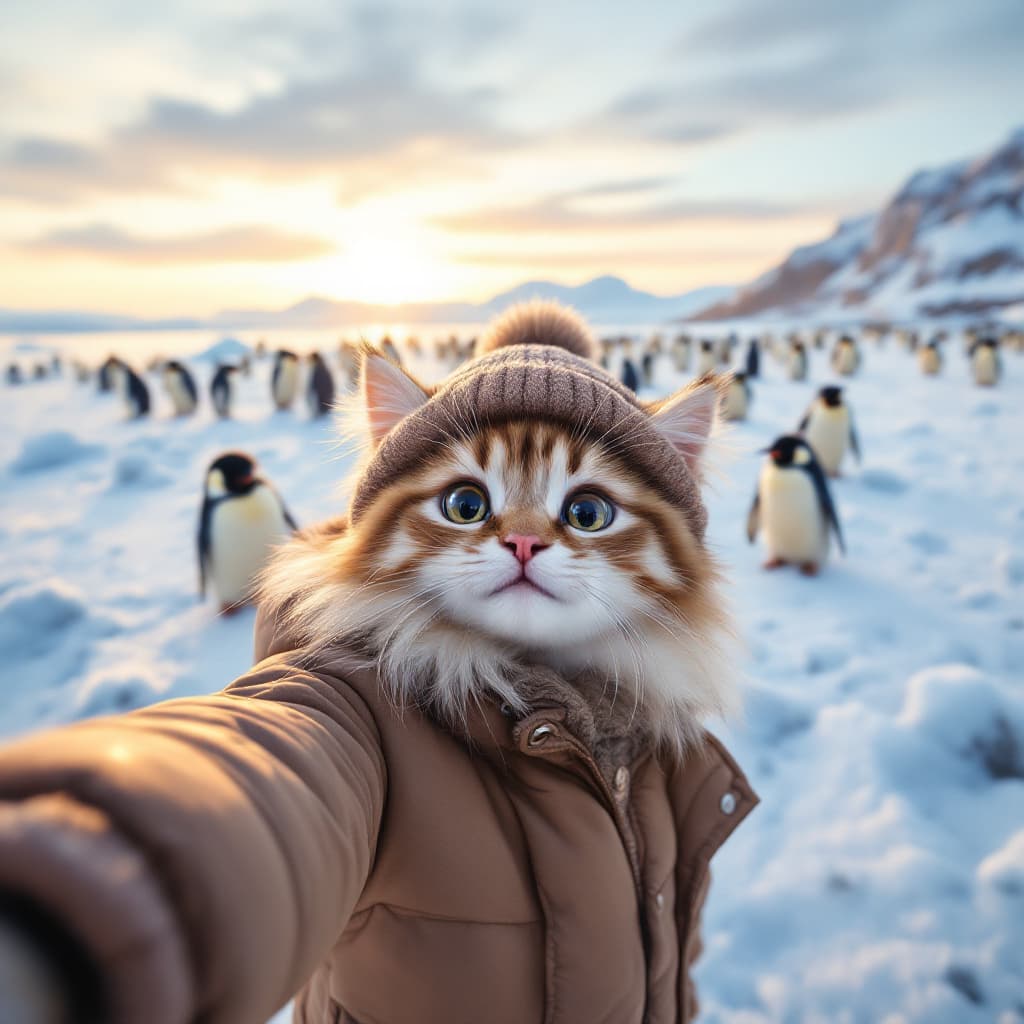AI generated: FLUX prompt: In the snow, there is an ice field with many pengu... (FLUX - FLUX)