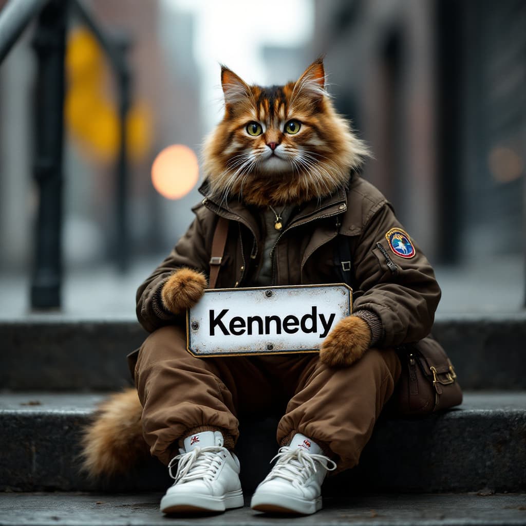 AI generated: FLUX prompt: anthropomorphic, a cat named ”street style KOL kit... (FLUX - FLUX)