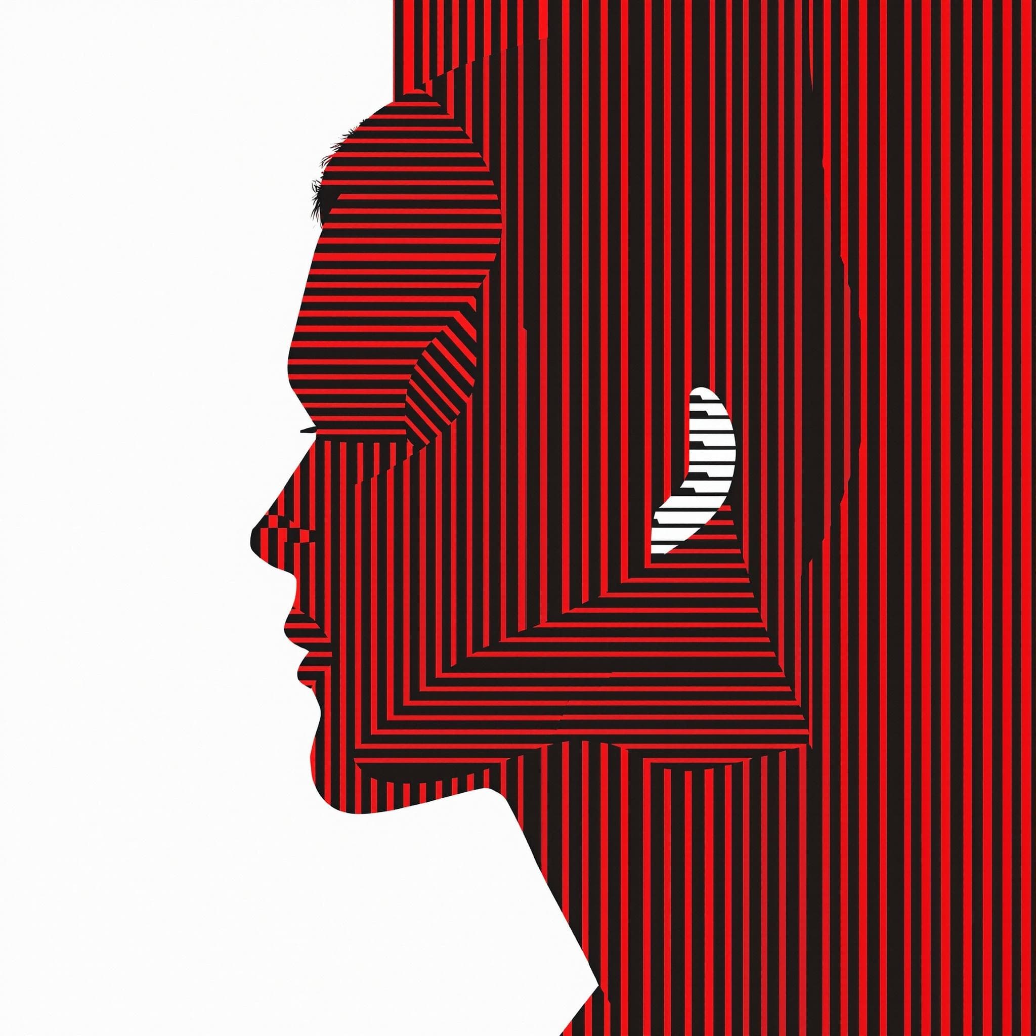 AI generated: FLUX prompt: modern art, man model face side with minimalist ov... (FLUX - FLUX)