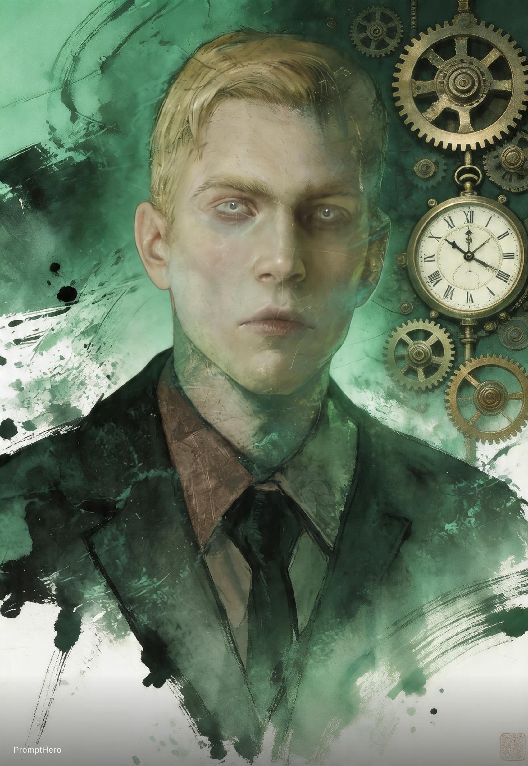 AI generated: Hero prompt: modern chinese ink painting in green, in the style... (Hero - Hero)