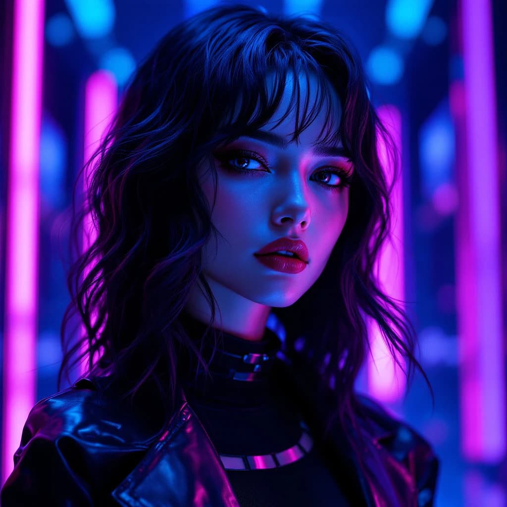 صورة مولدة بالذكاء الاصطناعي: Stable Diffusion prompt: A confident K-pop idol named Rina with long straig... (نموذج Stable Diffusion - أزياء وموضة)