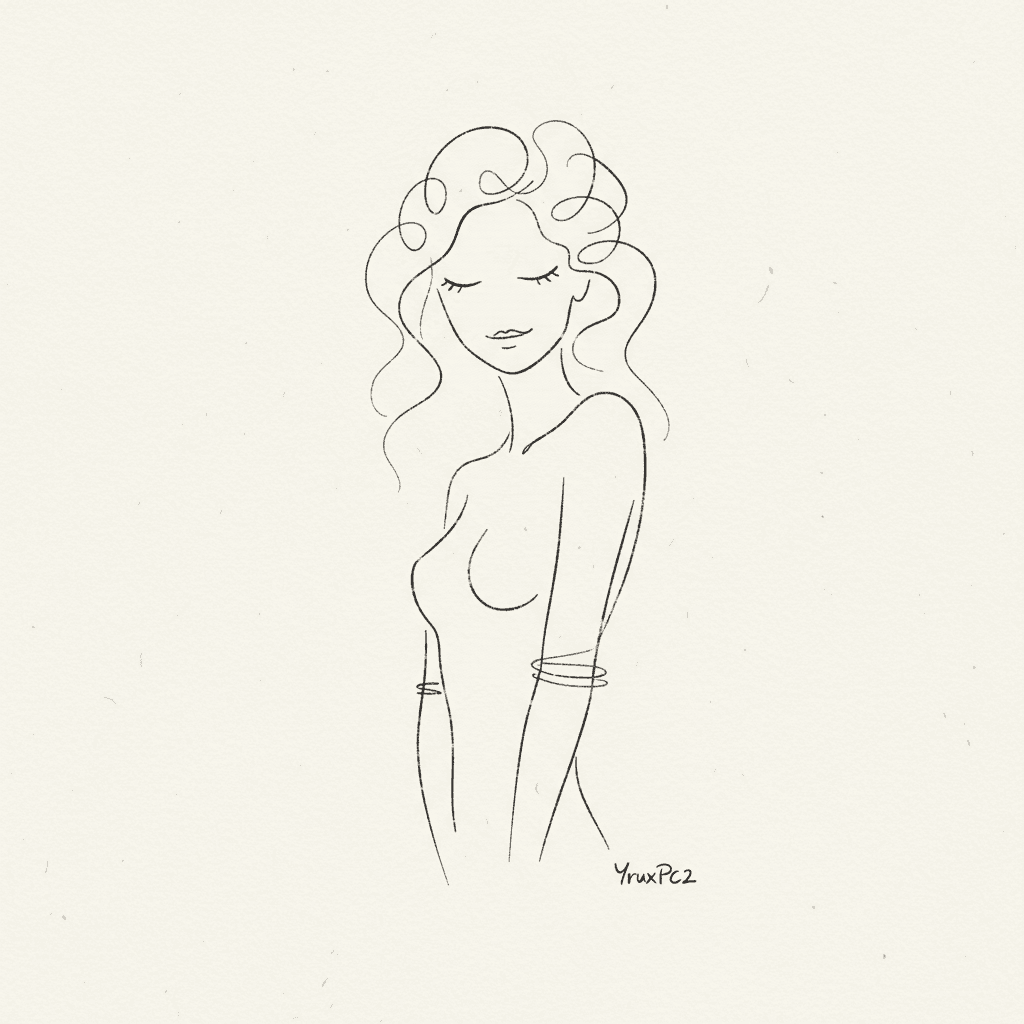 AI generated: Nano Banana prompt: A minimalist sketch of a woman, delicate, very bas... (Nano Banana - Nano Banana)