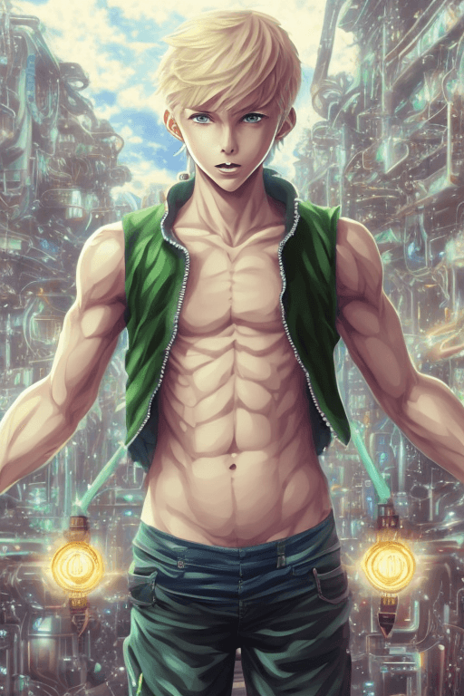 صورة مولدة بالذكاء الاصطناعي: Openjourney prompt: game 2d art, image of a young man with light blond... (نموذج Openjourney - Character Design)