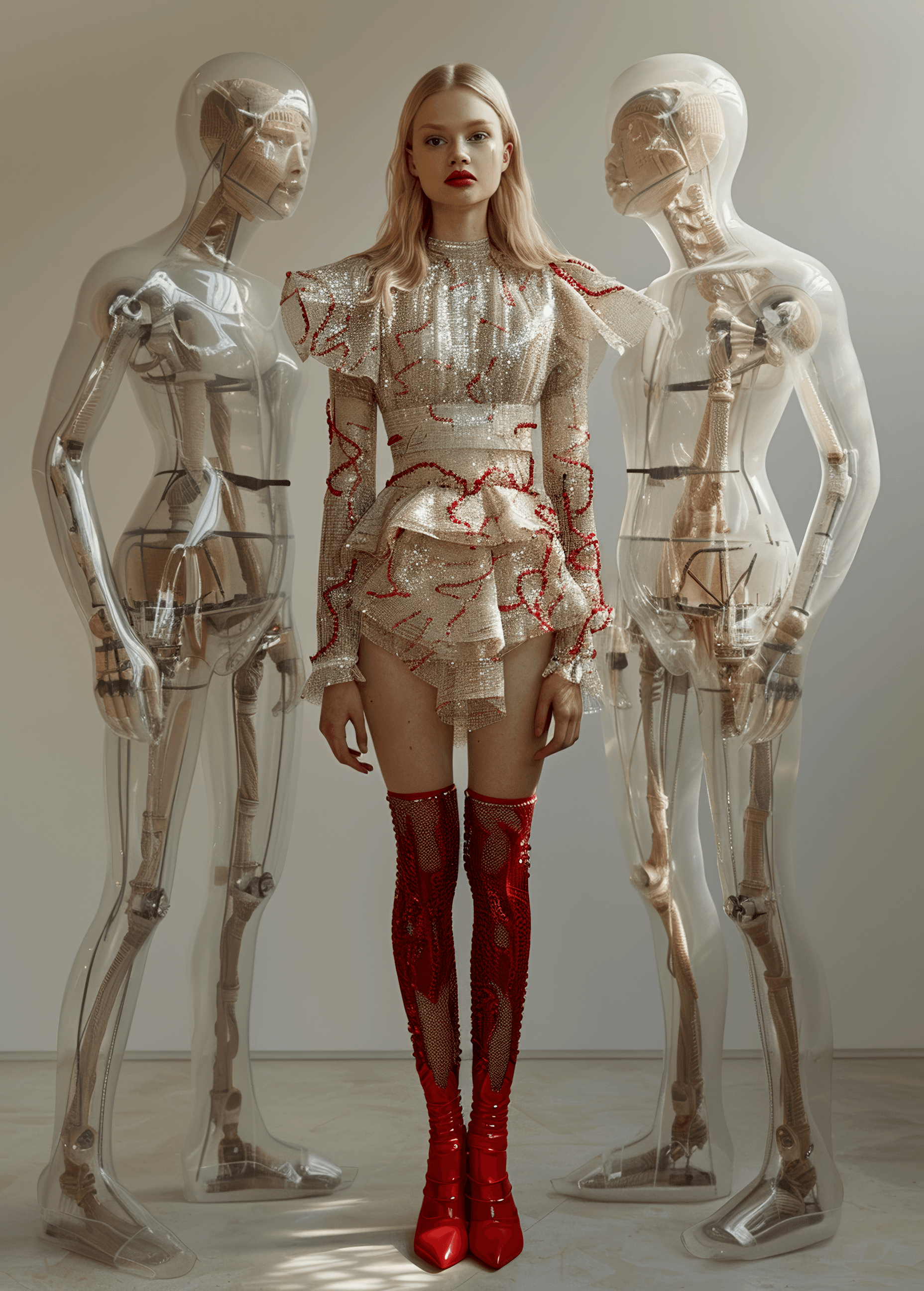 صورة مولدة بالذكاء الاصطناعي: Extravagant futuristic dress (نموذج Midjourney - أزياء وموضة)