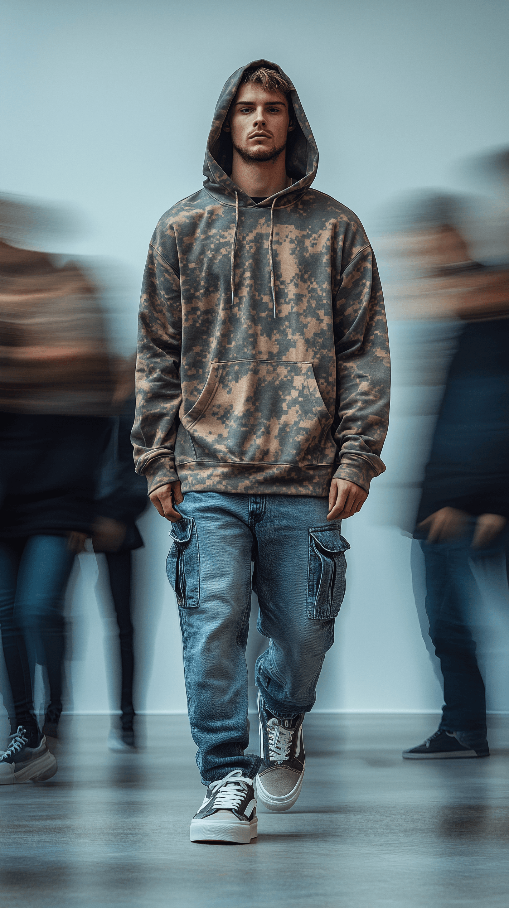 AI generated: Midjourney prompt: photography, snap shot, male model, front pose, fu... (Midjourney - Fashion)