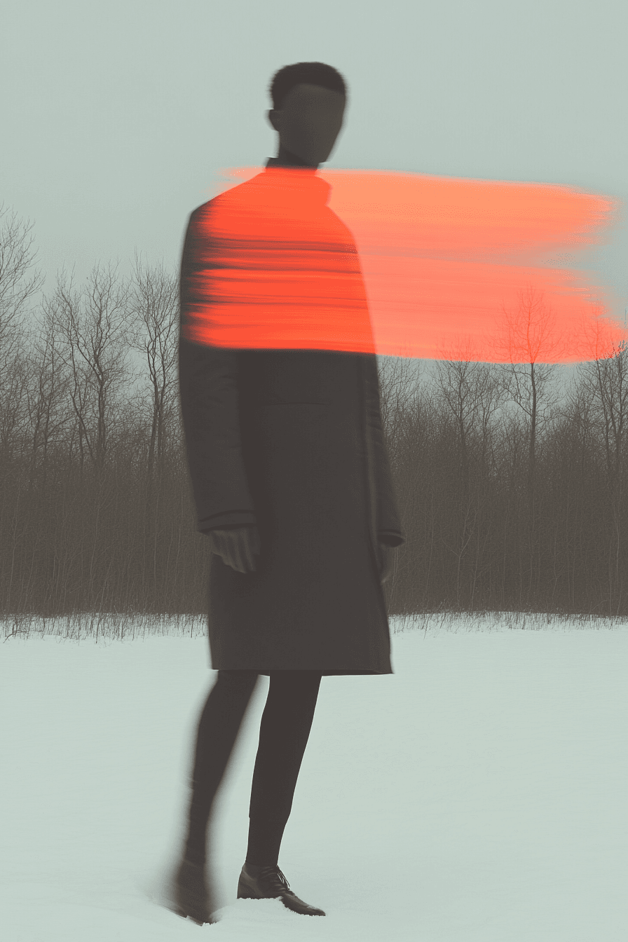 صورة مولدة بالذكاء الاصطناعي: Midjourney prompt: blurry image of snowy winter puffer jacket fashion... (نموذج Midjourney - Midjourney)