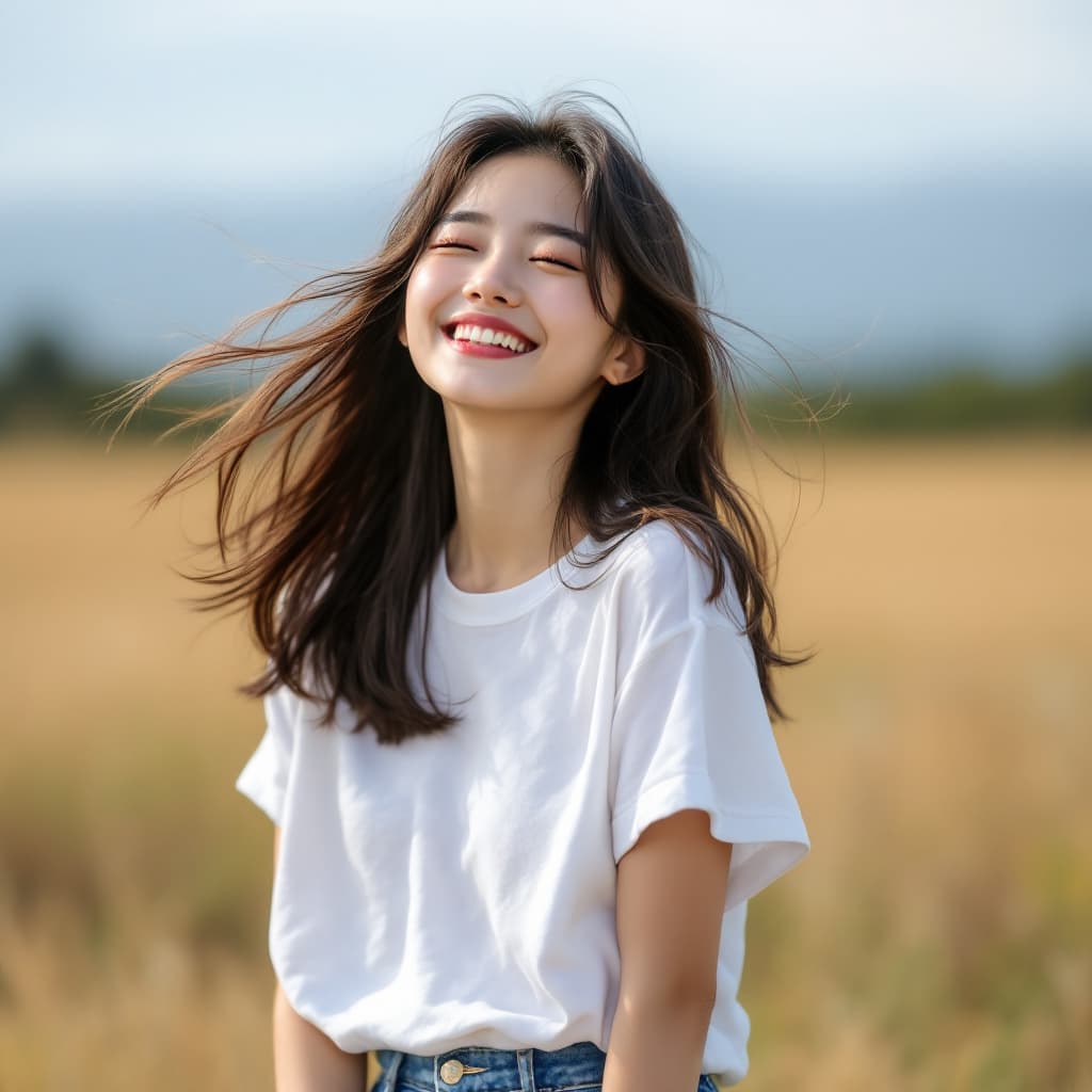 صورة مولدة بالذكاء الاصطناعي: FLUX prompt: Full body photo of an Asian girl, wearing a white ... (نموذج FLUX - FLUX)
