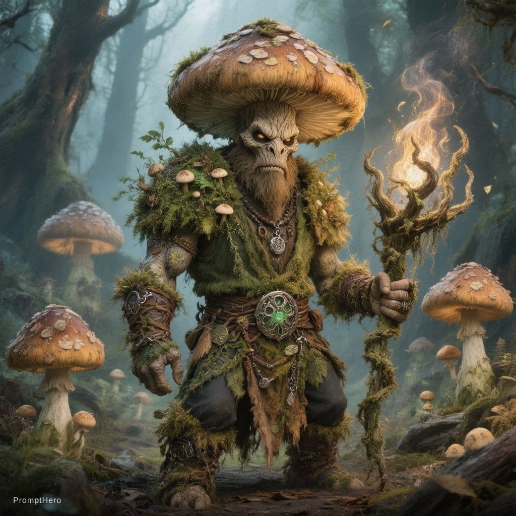 AI generated: Hero prompt: A evil Malevolent Nefarious Wicked Rotten myconid ... (Hero - Hero)