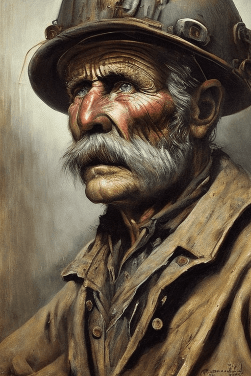 صورة مولدة بالذكاء الاصطناعي: Openjourney prompt: a portrait of an old coal miner in the 19th centur... (نموذج Openjourney - Portraits)