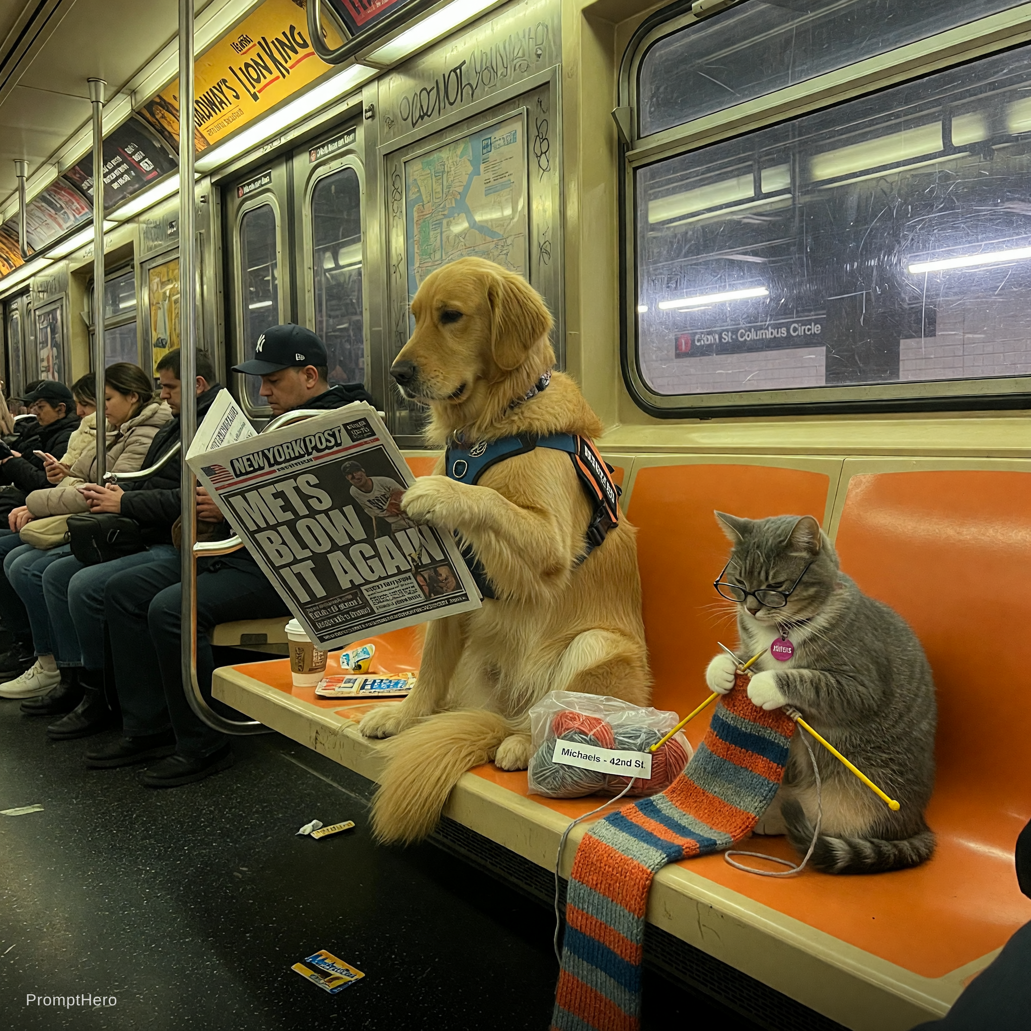 صورة مولدة بالذكاء الاصطناعي: Grok Image prompt: A golden retriever reading the newspaper on the N... (نموذج Grok Image - Grok Image)