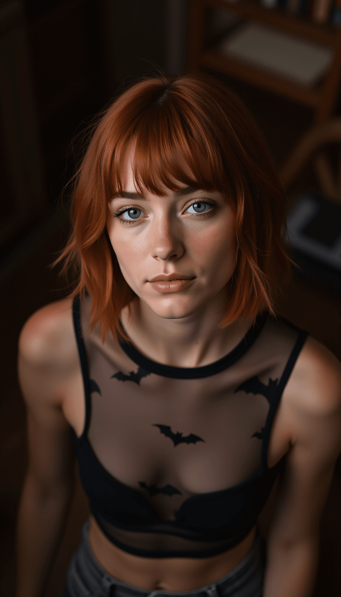 صورة مولدة بالذكاء الاصطناعي: FLUX prompt: A photorealistic High perspective waist-up, camera... (نموذج FLUX - أزياء وموضة)