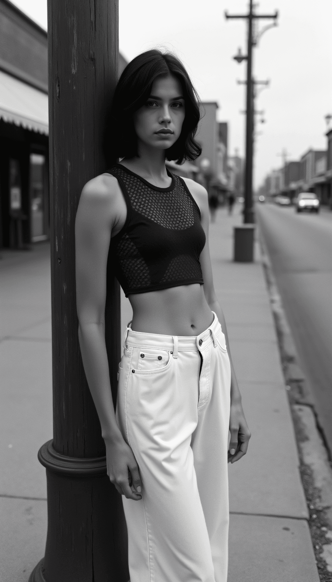 AI generated: FLUX prompt: dystopian style Black and white fashion photograph... (FLUX - Fashion)
