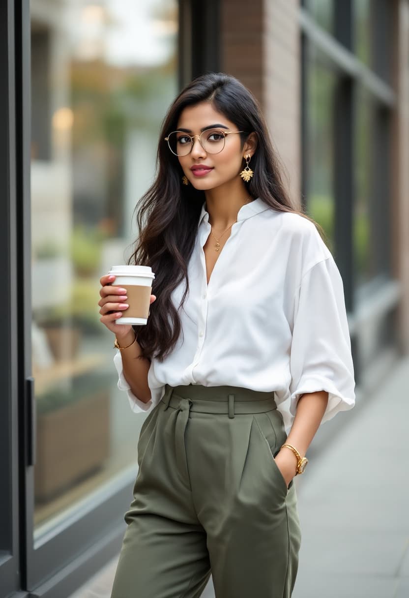 AI generated: FLUX prompt: Full-body view of a stylish Indian woman, standing... (FLUX - FLUX)