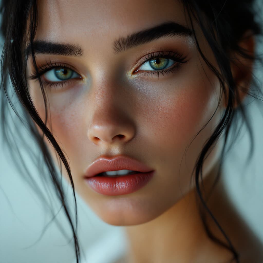 صورة مولدة بالذكاء الاصطناعي: FLUX prompt: close-up of a stunning fashion model, ultra-realis... (نموذج FLUX - FLUX)