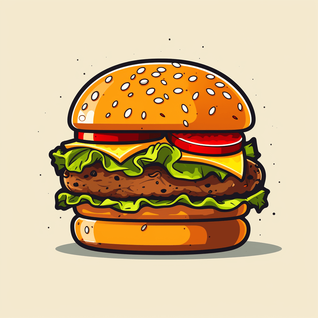 صورة مولدة بالذكاء الاصطناعي: Midjourney prompt: 2d simplified vector burger icon logo v4 (نموذج Midjourney - Midjourney)