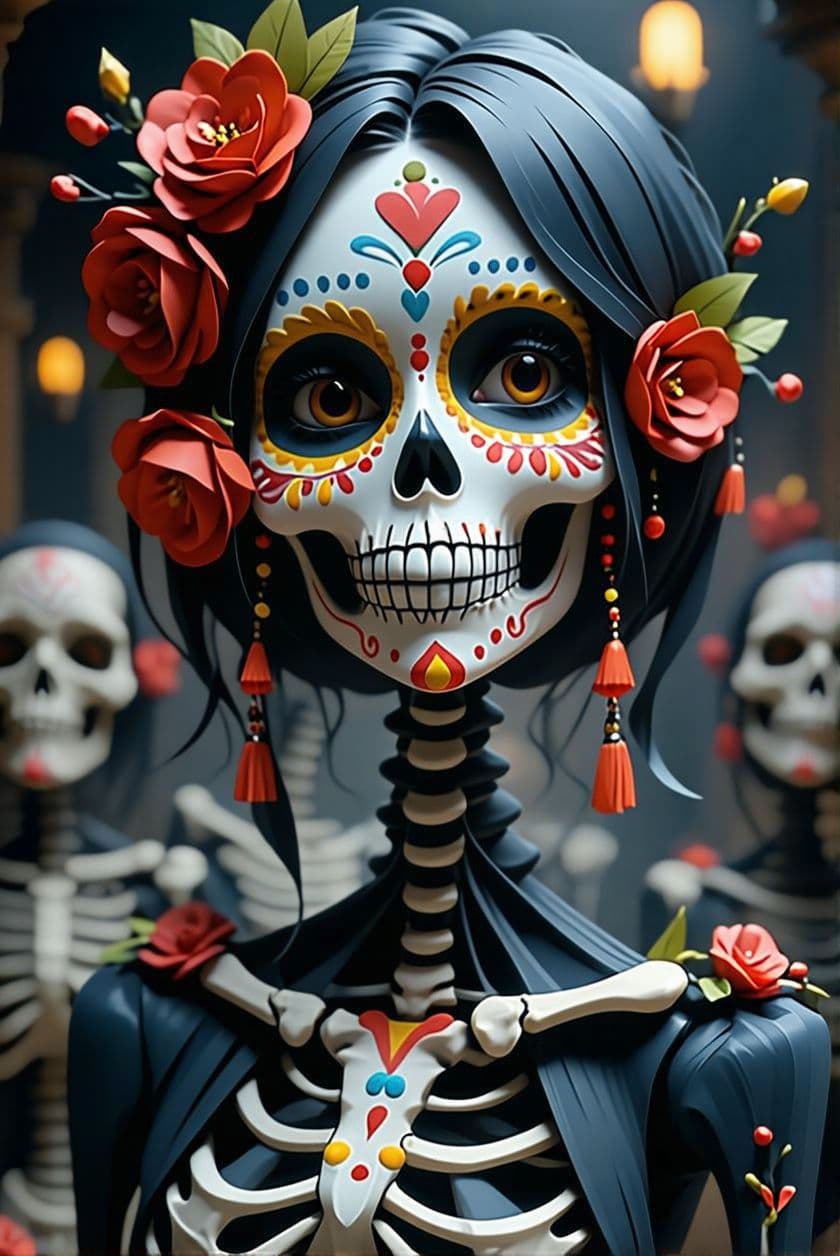 صورة مولدة بالذكاء الاصطناعي: Stable Diffusion prompt: day of the dead, in the style of Unreal Engine 5, ... (نموذج Stable Diffusion - Stable Diffusion)