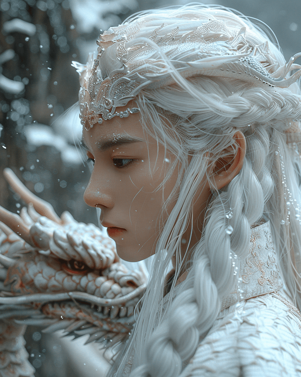 صورة مولدة بالذكاء الاصطناعي: Midjourney prompt: a Chinese boy with white hair living in a cave, a ... (نموذج Midjourney - Concept Art)