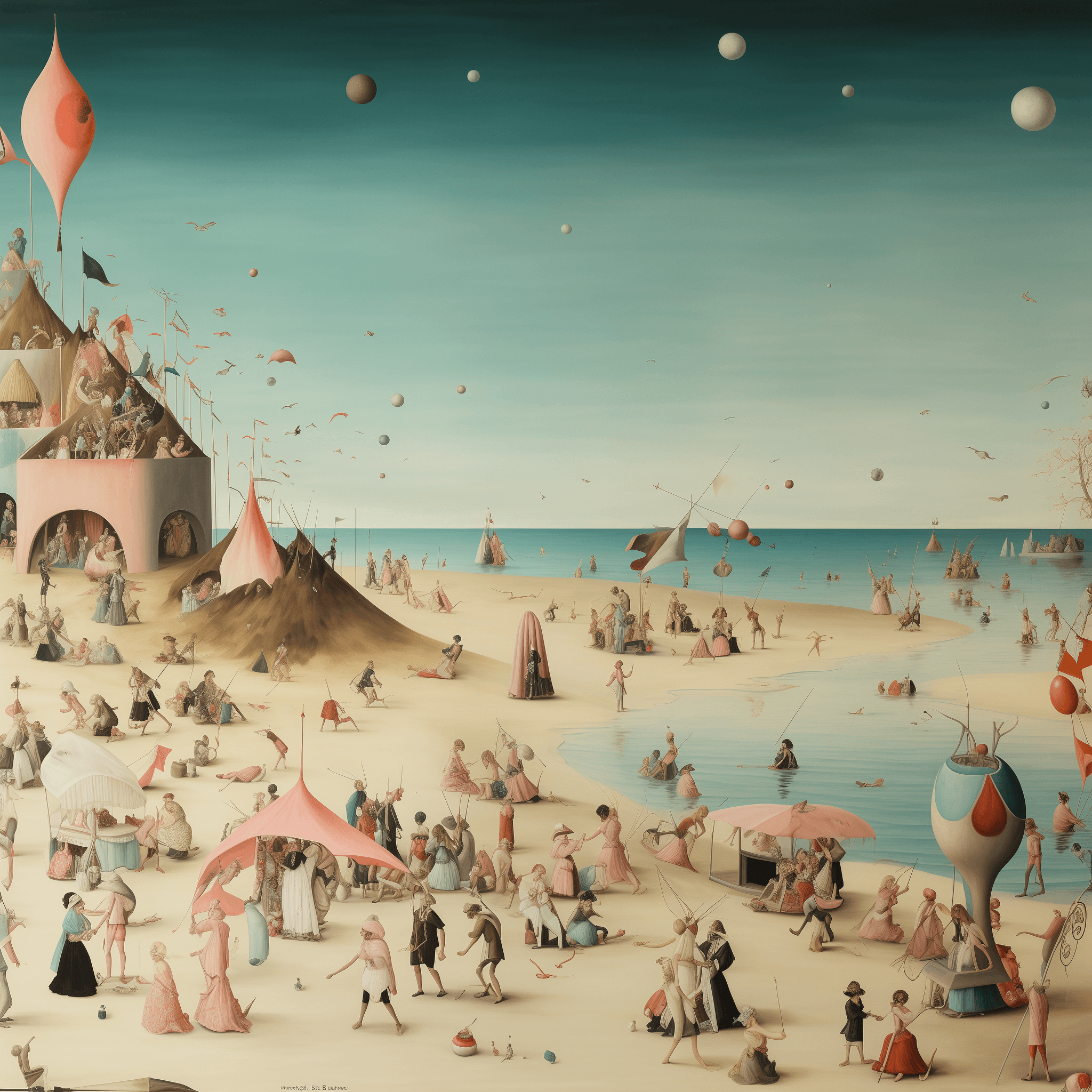 AI generated: Beach Party by Hieronymus Bosch (Midjourney - Landscapes)