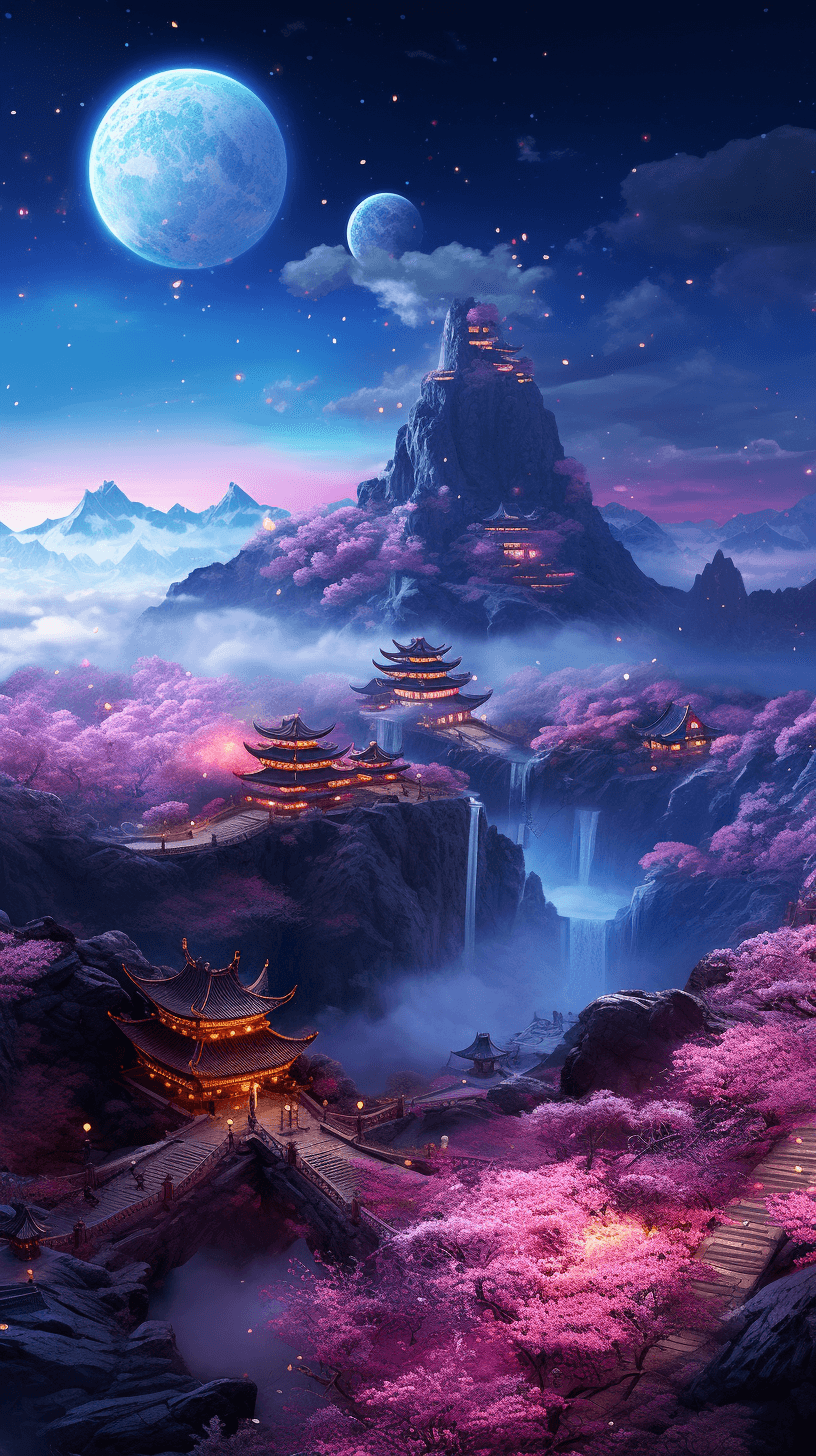 صورة مولدة بالذكاء الاصطناعي: Midjourney prompt: This is a surreal and complex cg rendering at nigh... (نموذج Midjourney - 3d Renders)