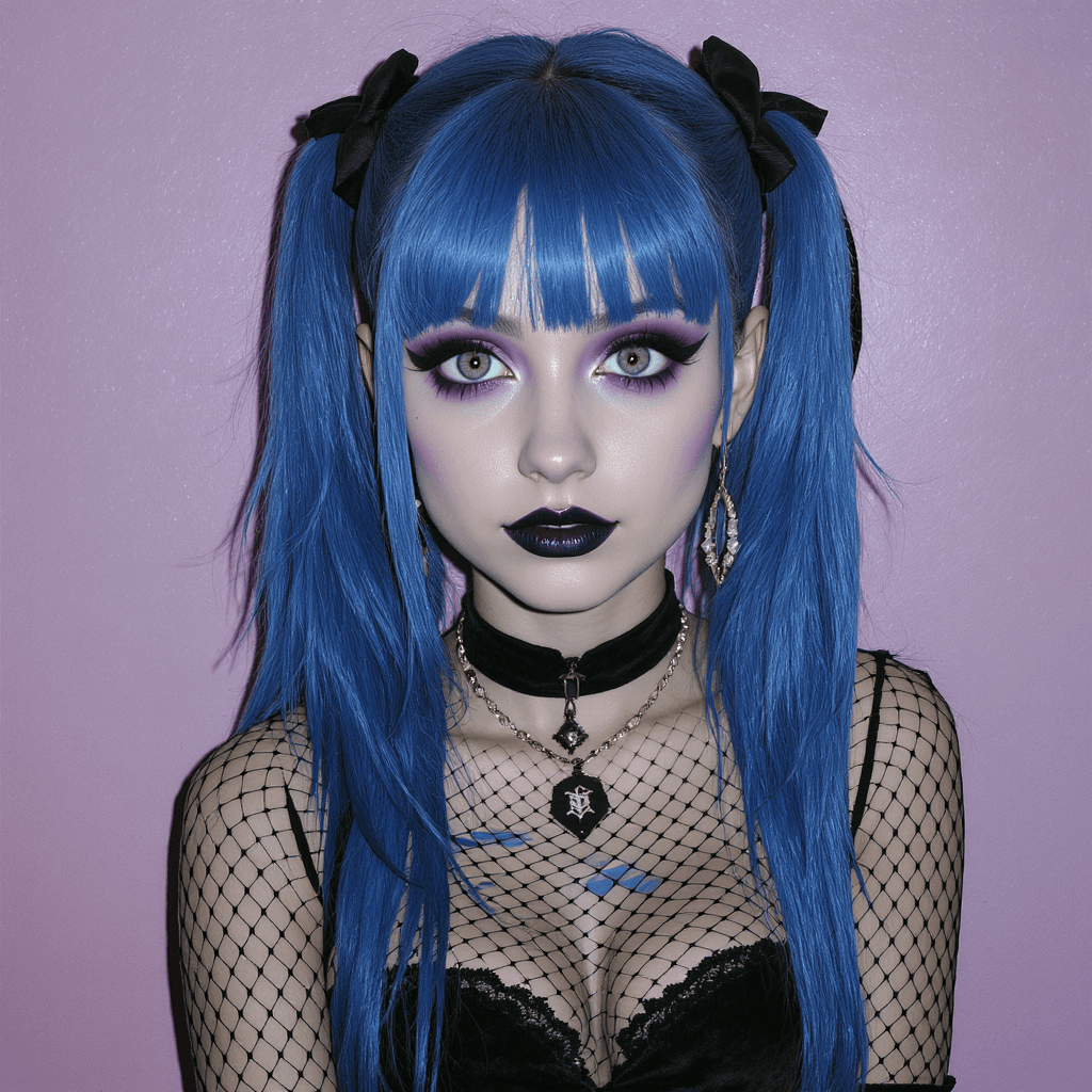صورة مولدة بالذكاء الاصطناعي: FLUX prompt: Super Goth Girl, BLUE NAVY blonde style, by Sam To... (نموذج FLUX - FLUX)